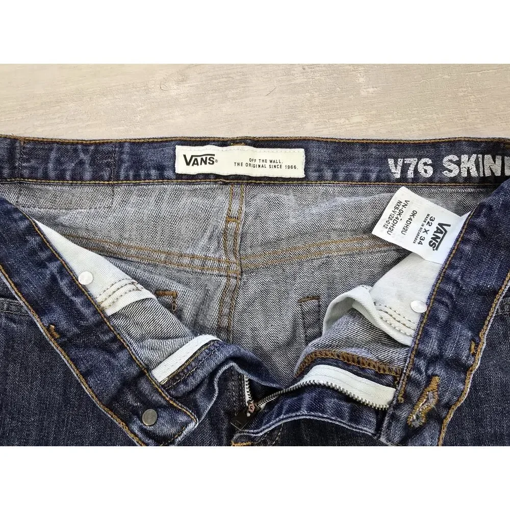 Vans Off The Wall V76 Skinny Jeans Men's 32x34 Dark Wash Blue Denim Skater